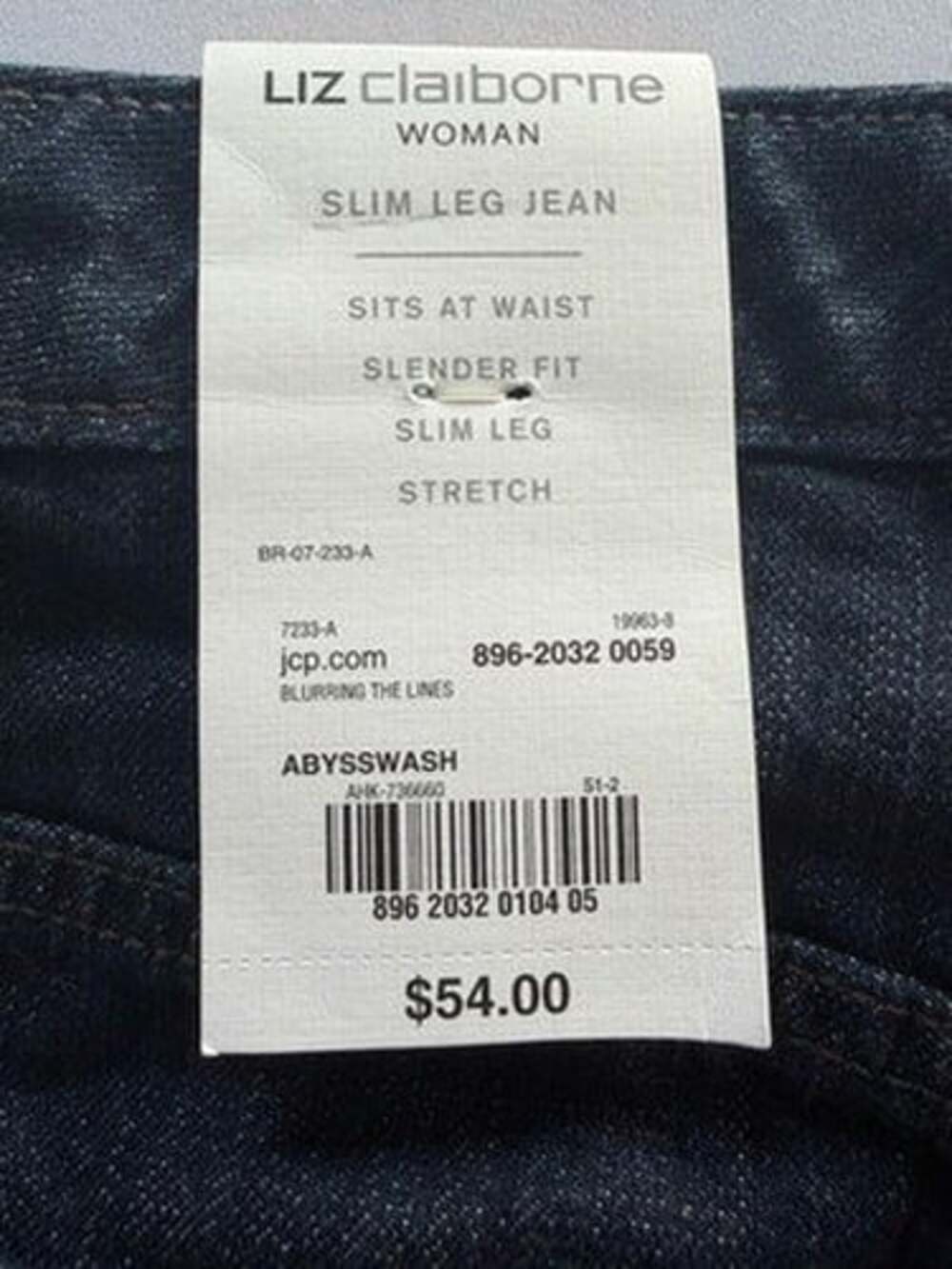 Liz Claiborne Slim Leg Jeans Womens 16W Dark Wash Blue Stretch NWT - Picture 3 of 7